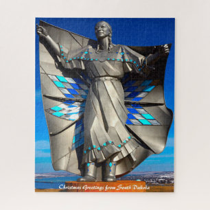 Statue South Dakota.Frohe Weihnachten Puzzle
