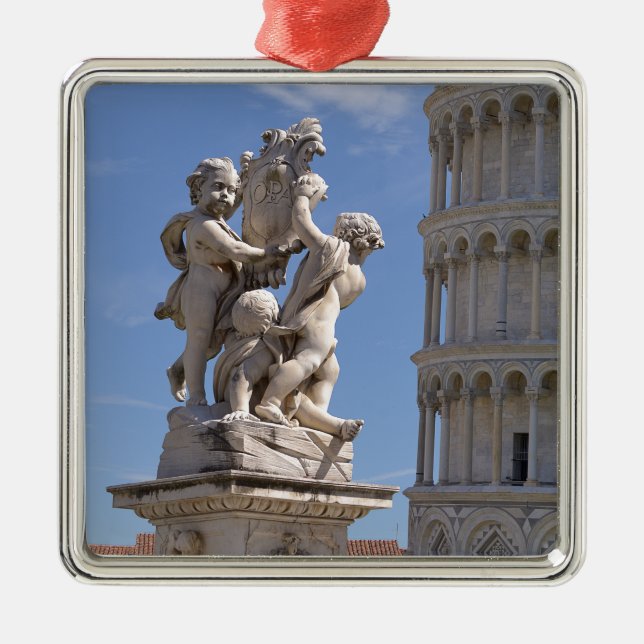 Statue und Schiefer Turm von Pisa Ornament Aus Metall (Vorne)