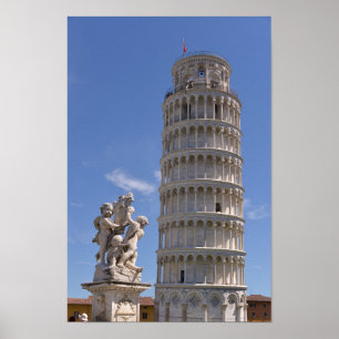 Statue und Schiefer Turm von Pisa Poster