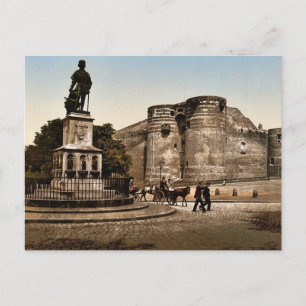 Statue und Schloss von König Rene, Angers, Frankre Postkarte