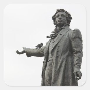 Statue von Alexander Puschkin, Sankt Petersburg Quadratischer Aufkleber