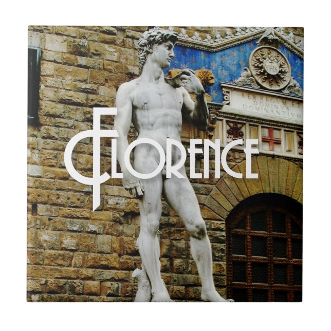 Statue von David Florenz Italien Reisen Foto Fliese (Vorderseite)
