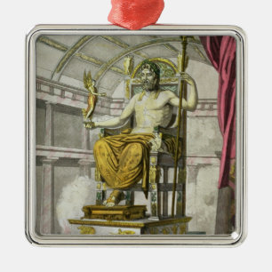 Statue von Jupiter in einem Tempel, von 'Costumi Ornament Aus Metall