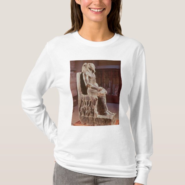 Statue von Khafre inthronisierte T-Shirt (Vorderseite)