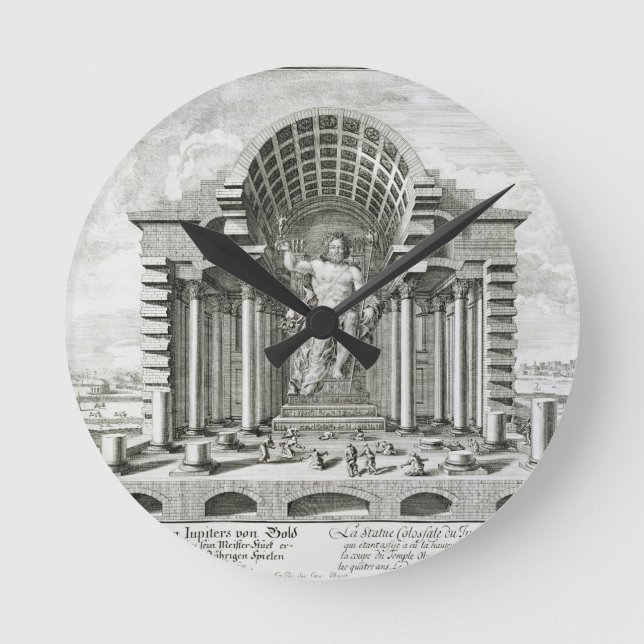 Statue von olympischem Zeus, gemacht durch Phidias Runde Wanduhr (Vorderseite)