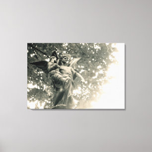 Statue von St Michael, Pere Lachaise Friedhof, Leinwanddruck