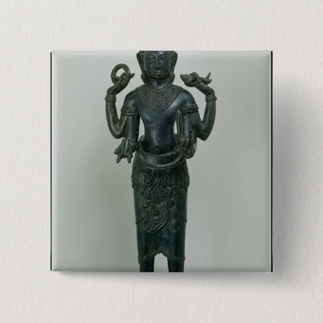 Statue von Vishnu in seiner dreifachen Form von Button (Vorderseite)