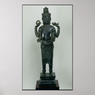 Statue von Vishnu in seiner dreifachen Form von Poster