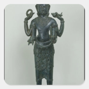 Statue von Vishnu in seiner dreifachen Form von Quadratischer Aufkleber