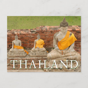 Statuen der Sitting Buddhas   Ayutthaya, Thailand Postkarte