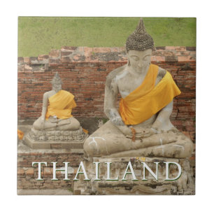 Statuen sitzender Buddhas Ayutthaya, Thailand Fliese
