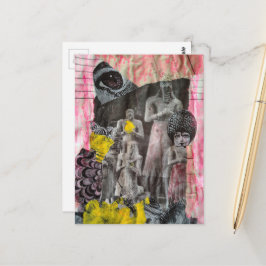 Statuen von Menschen Mixed-Media-Collage Postkarte