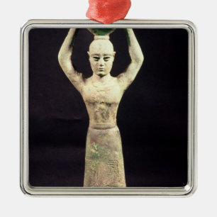 Statuette des anbietenträgers mit votive silbernes ornament