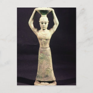Statuette des Anbieters mit votativen Postkarte