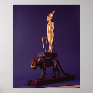 Statuette des Königs auf einem Leopard Poster