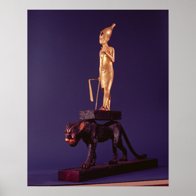 Statuette des Königs auf einem Leopard Poster (Vorne)