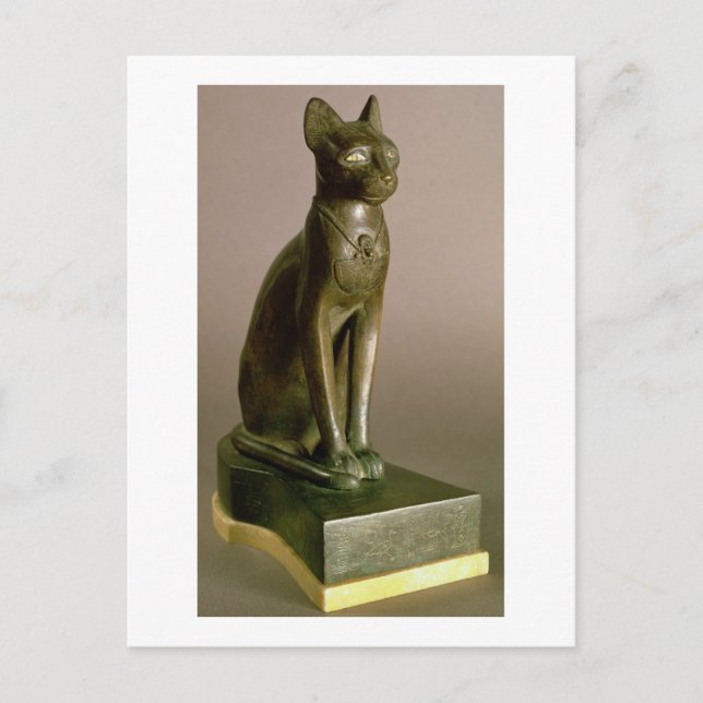 Statuette einer Katze, die die Göttin Bastet darst Postkarte (Vorderseite)