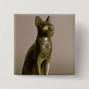 Statuette einer Katze, welche die Göttin Bastet Button