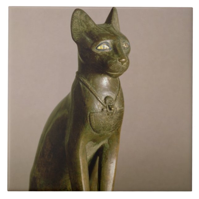Statuette einer Katze, welche die Göttin Bastet Fliese (Vorderseite)