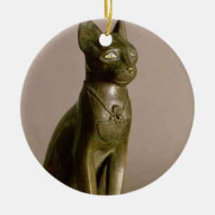 Statuette einer Katze, welche die Göttin Bastet Keramikornament