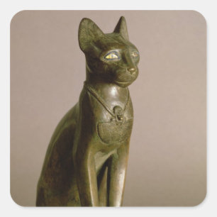 Statuette einer Katze, welche die Göttin Bastet Quadratischer Aufkleber