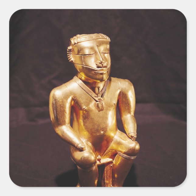 Statuette eines Sitzenden, Quimbaya Quadratischer Aufkleber (Vorderseite)
