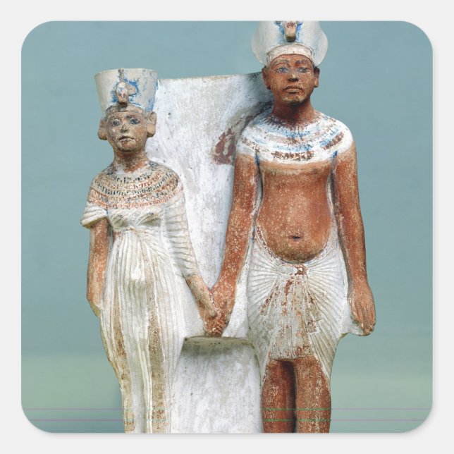 Statuette von Amenophis IV und Nefertiti Quadratischer Aufkleber (Vorderseite)