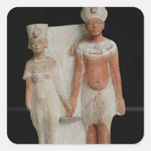 Statuette von Amenophis IV und Nefertiti Quadratischer Aufkleber