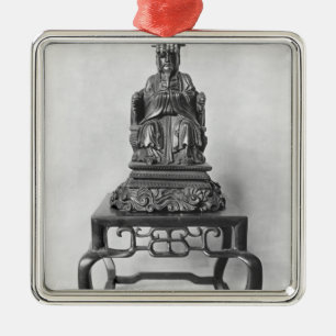 Statuette von Konfuzius als Mandarine, Qing Ornament Aus Metall