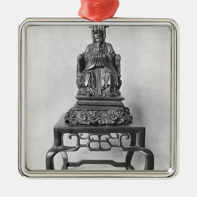 Statuette von Konfuzius als Mandarine, Qing Ornament Aus Metall (Vorne)