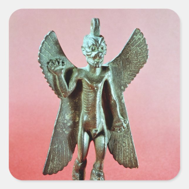 Statuette von Pazuzu, ein assyrischer Winddämon Quadratischer Aufkleber (Vorderseite)