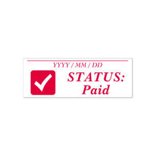 "STATUS: Bezahlt" + Karo-Markierungszeichen Rubber Permastempel