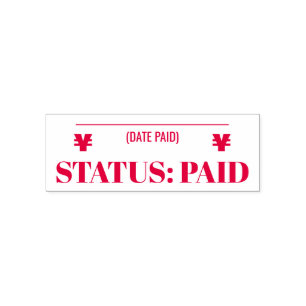"STATUS: BEZAHLT" & Yen Signieren Rubber-Briefmark Permastempel