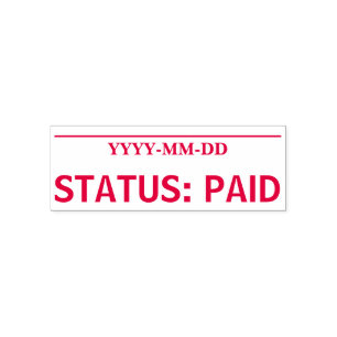"STATUS: BEZAHLTE Kautschuk-Briefmarke Permastempel