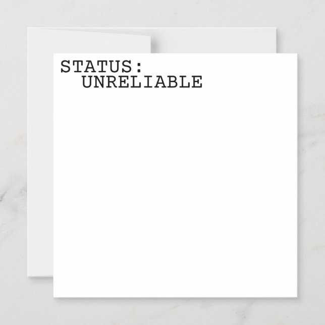 Status Unreliable Minimalist Typographic  Magneteinladung (Vorderseite)