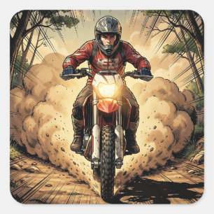 Staub & Entschlossenheit Vollgas Motocross Quadratischer Aufkleber
