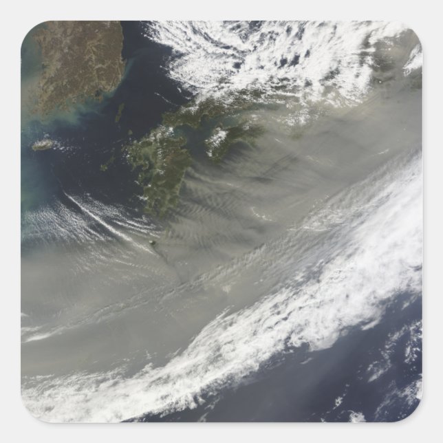 Staub über Japan Quadratischer Aufkleber (Vorderseite)