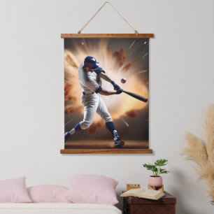 Staub und Ruhm: Baseball der Zuhause-Run Wandteppich Mit Holzrahmen