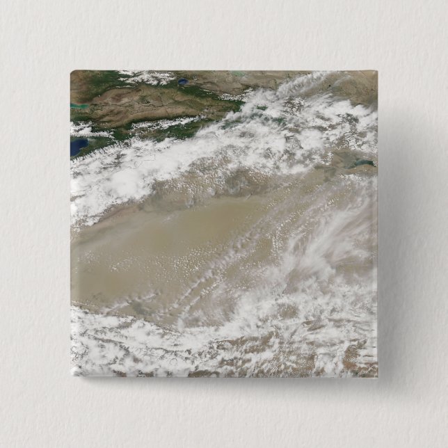 Staub und Wolken schweben über dem Taklimakan Des Button (Vorderseite)