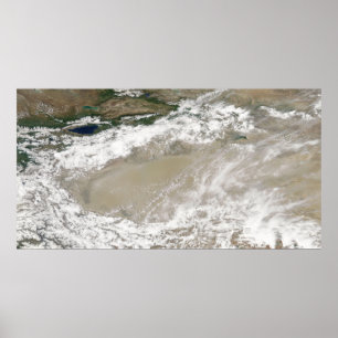 Staub und Wolken schwebten über dem Taklimakan DES Poster