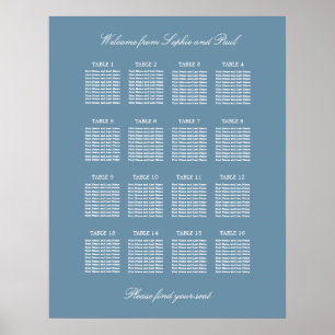 Staubblau 16 Tisch Hochzeit Sitzordnung Poster
