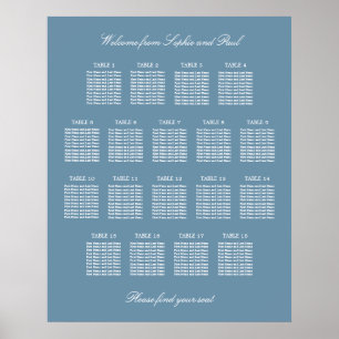 Staubblau 18 Tisch Hochzeit Sitzordnung Poster