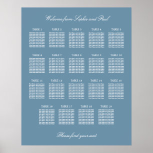 Staubblau 19 Tisch Hochzeit Sitzordnung Poster