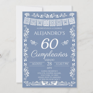 Staubblau 60. Geburtstagsfeier Cumpleaños Einladung