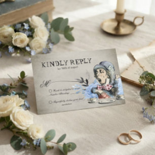 Staubblau Alice im Wunderland Verrückter Hatter Ho RSVP Karte