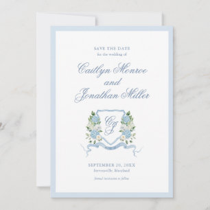 Staubblau Aquarell Blumen Hochzeit Termin vormerke