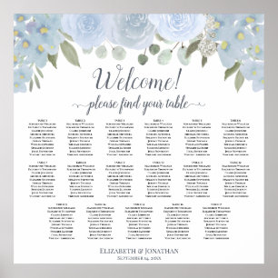 Staubblau Boho Chic Floral 17 Tisch Sitzordnung Poster
