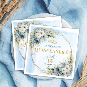 Staubblau Boho Grün Gold Glitter Quinceañera  Serviette