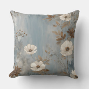 Staubblau Braun Grau Moderne Farmhouse Blumen Kissen