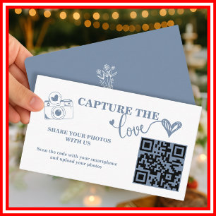 Staubblau Capture The Love QR-Code Hochzeit Begleitkarte